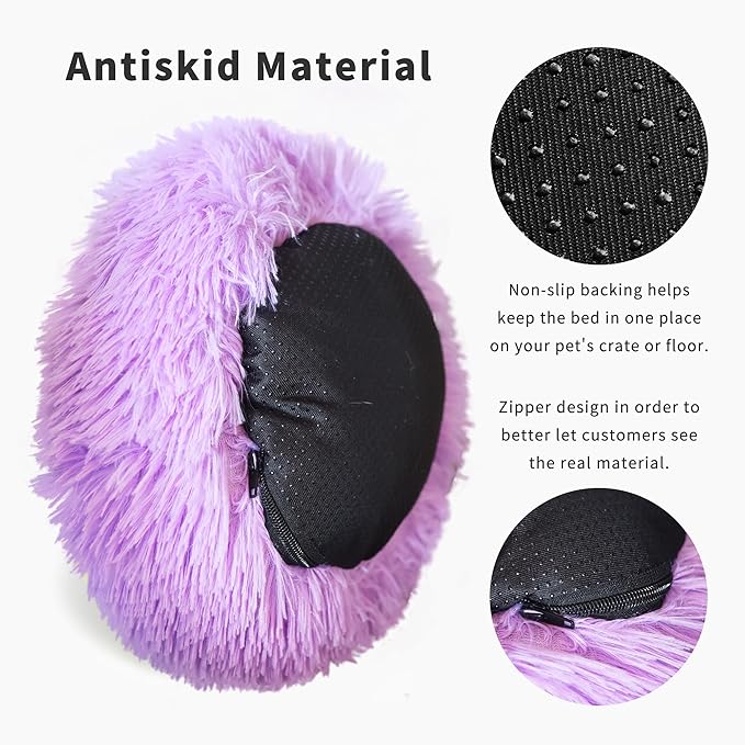 Chinchilla Bed Purple for Cage Fluffy Round Beds for Small Animals Washable Anti Slip 11.8 inch - PAWPICO
