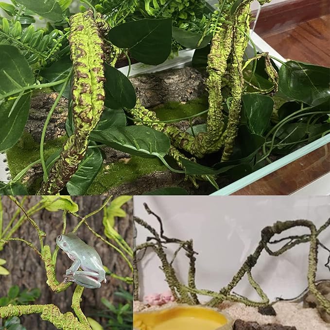 BNOSDM Reptile Bendable Jungle Vines, 3.6Ft Reptile Climbing Branches, Flexible Chameleon Cage Accessories, Reptile Terrarium Decor for Lizard Gecko Frog Snake BNOSDM