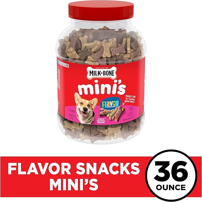 Milk-Bone Mini's Flavor Snacks Dog Treats Bundle: 36 Ounce Canister + 2 Refill Packs - PAWPICO