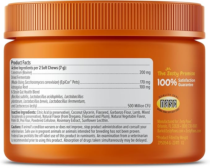 Zesty Paws Dog Allergy Relief - Dog Itching Skin Relief - Dog Probiotics for Itchy Skin and Itchy Ears - Dog Allergy Chews - Dog Itch Relief - Dog Skin Allergy Relief - Lamb - 50ct ZestyPaws