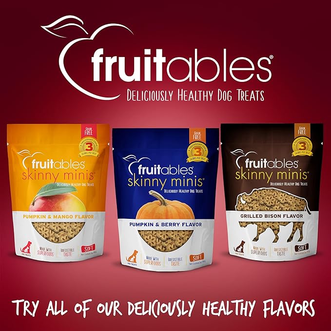 Fruitables Skinny Mini – Healthy Treats for Dogs – Low Calorie Training Treats – Free of Wheat, Corn and Soy – Apple Bacon – 12 Ounces - PAWPICO