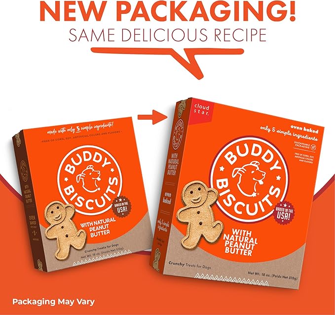 Buddy Biscuits Crunchy Dog Treats, Peanut Butter, 18 oz. Box - PAWPICO