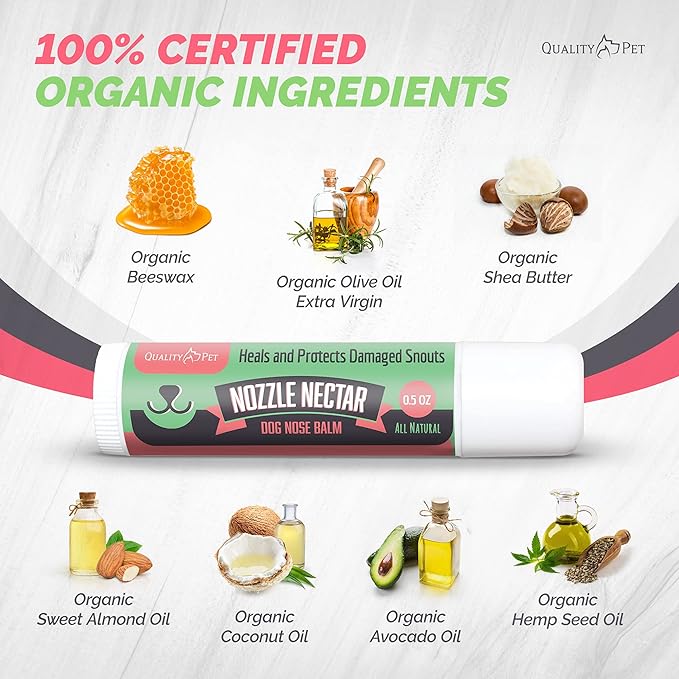 0.5oz Jumbo Dog Nose Balm - 100% Organic & Natural Nose Moisturizer and Healing Cream Butter - Dog Dry Nose Treatment - Heals, Repairs & Protects Chapped, Damaged & Rough Noses - Effective & Safe QualityPet