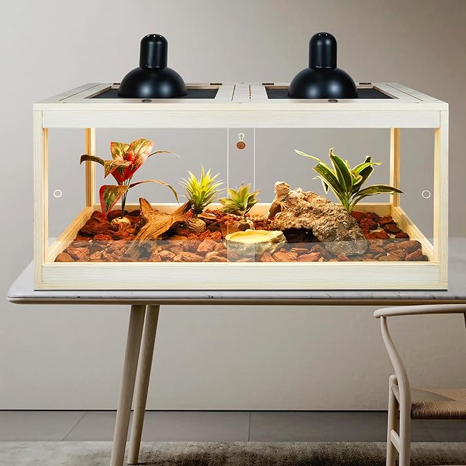 63 Gallon Terrarium, Reptile Habitat, Durable Quality, Suitable for All Types of Reptile, Hamsters, Snakes, 40“ Wide, Oak Color PROLEE