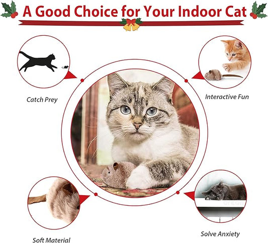 Gigwi Interactive Cat Toy Set, Squeaky Cat Feather Toys for Indoor Cats, 3PCS Cat Plush Toy Pack Including Mouse Hunt Cat Toy, Cat Chase Bird Toy, Cat Chirping Bee Toy - PAWPICO