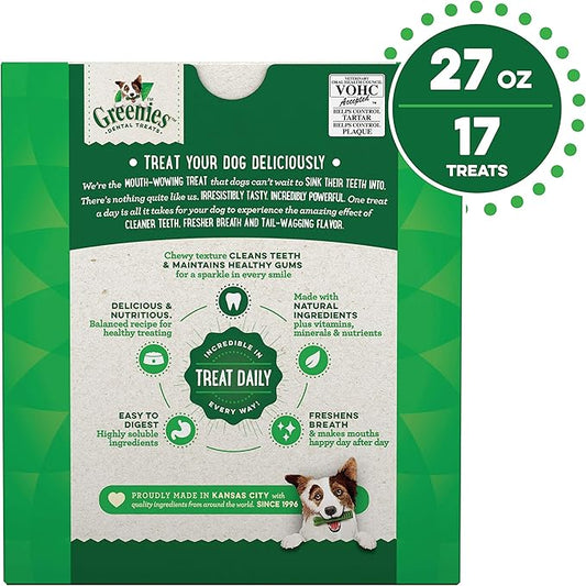 Greenies Original Large Natural Dental Care Dog Treats, 27 oz. Pack (17 Treats) - PAWPICO