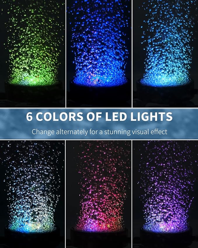 Uniclife Aquarium Volcano Ornament Kit Realistic Resin Volcanic Decoration with Air Stone Bubbler Colorful LED Light Decor for Fish Tank Landscape Addition and Oxygenation UnicLife