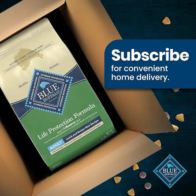 Blue Buffalo Life Protection Formula Adult Dry Dog Food, Helps Build and Maintain Strong Muscles, Made with Natural Ingredients, Lamb & Brown Rice Recipe, 34-lb. Bag - PAWPICO