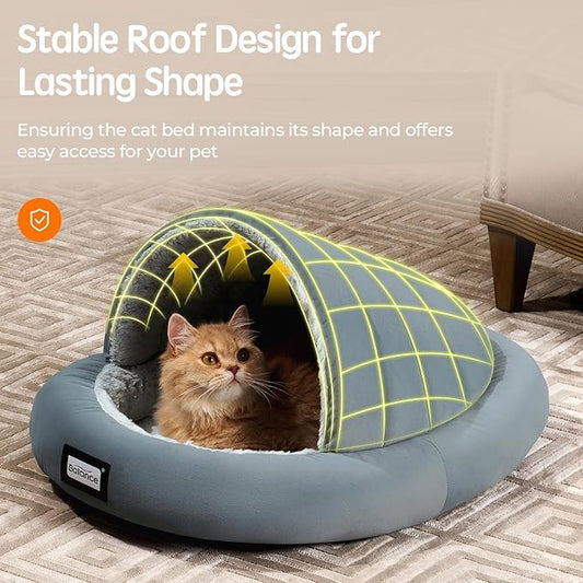 BALANCE 2 in 1 Cat Bed Cave for Kittens and Small Dogs, Cat Tents for Indoor Cats, Covered Cat Beds with Removable Cushion, Calming Cat Nest, Cat Hideaway, Washable Cat House with Non-Slip Bottom - PAWPICO