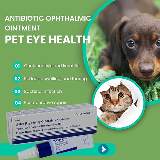 Pet Eye Health Ointment for Dogs, Cats, Cattle, Sheep, Horses, Birds and Puppies, Kittens 1/8 oz /3.5gr - 1 Tube PAWPICO