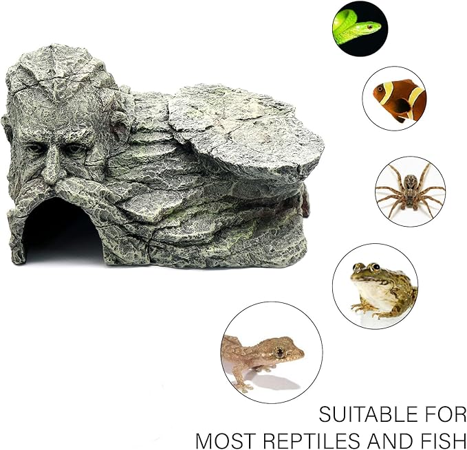 Reptile Rock Basking Platform, Gecko Hide Cave Hiding Place, Snake Cave and Hides for Reptiles, Amphibians, and Small Animals, Lizards relaqcc