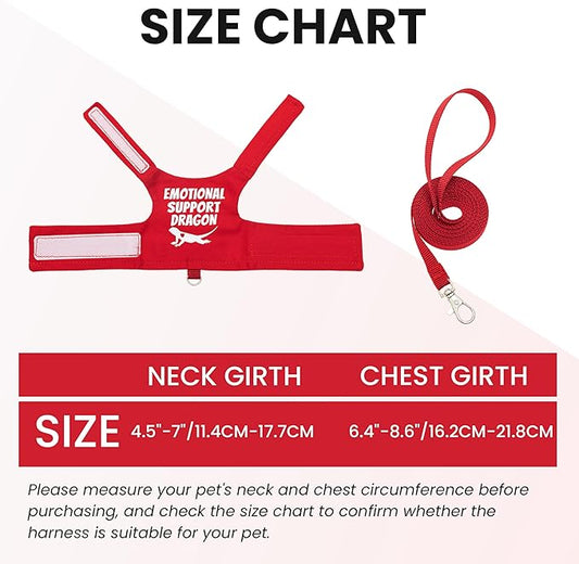 Bearded Dragon Harness and Leash Set - Escape Proof Adjustable Lizard Reptiles Harness with 5 ft Short Leash for Walking Outdoor tukoaw