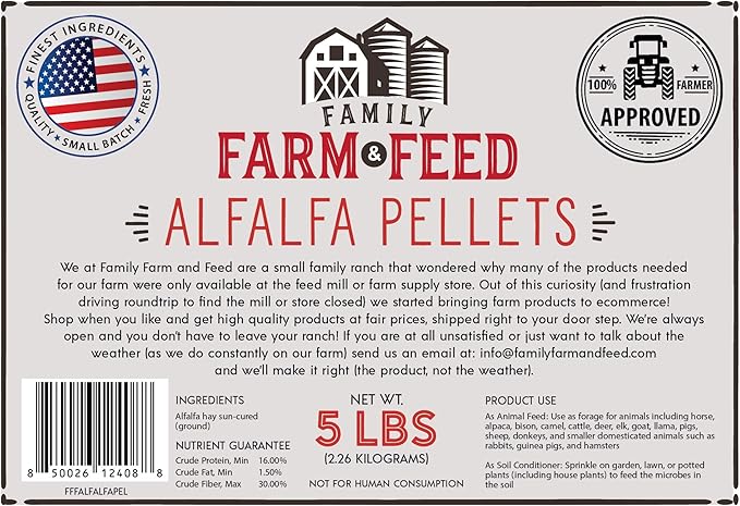 | Alfalfa Hay Food | Small Pet | Young and Adult | Pellets | 5 Pounds FAMILY+FARM+AND+FEED