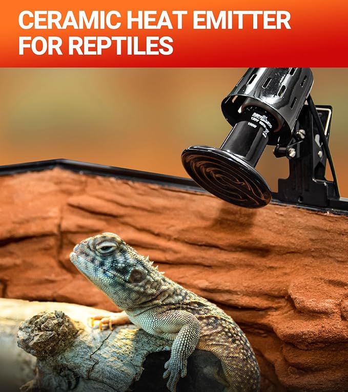 REPTI ZOO 100W Reptile Heat Lamp 2Pack Ceramic Heat Emitter Night Heat Lamp Bulbs Reptile Terrarium Heat lamp Tank Heat Bulb for Turtle Bearded Dragon Gecko Lizard Snake Chicken E26 REPTIZOO
