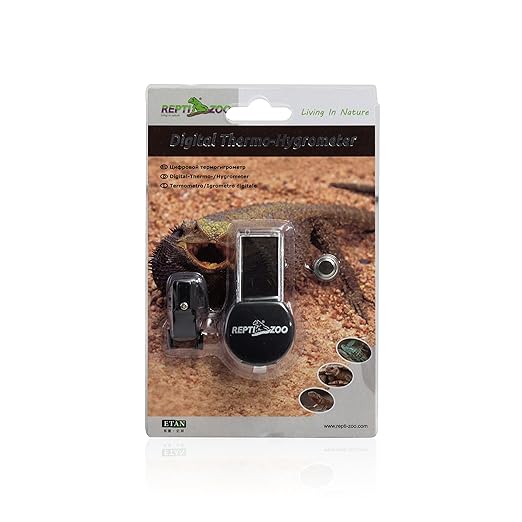 REPTI ZOO Reptile Terrarium Thermometer Hygrometer Digital LCD Display Pet Rearing Box Reptiles Tank Thermometer Hygrometer with Suction Cup REPTIZOO