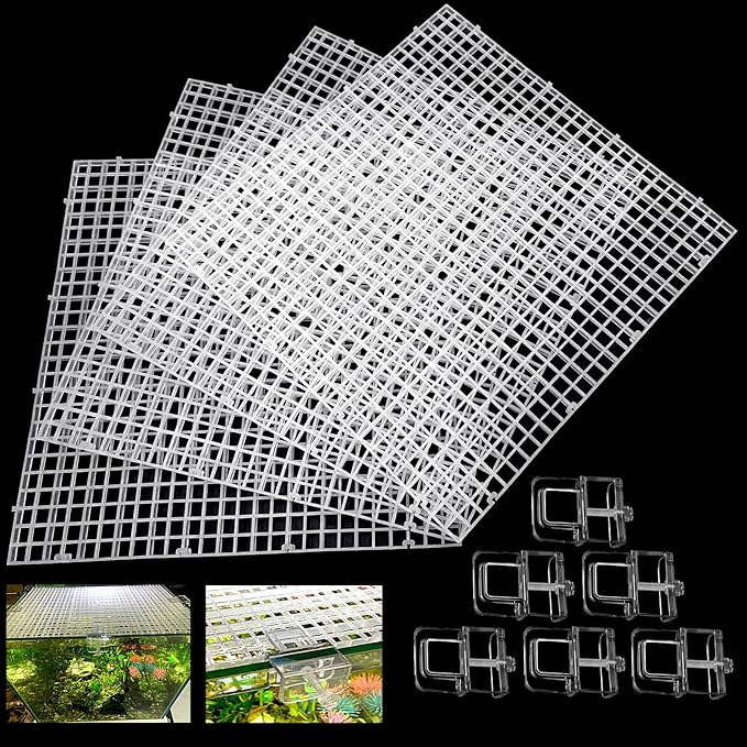 4 Aquarium lid Hood Fish Tank top Cover Terrarium lid Plastic Grid Panel Egg Crate Grate 6 Aquarium Glass Cover Board Clip Weramics