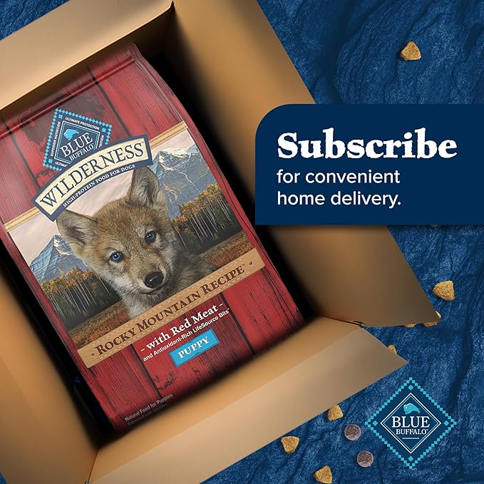 Blue Buffalo Wilderness Rocky Mountain Recipe High-Protein Dry Puppy Food with DHA, Made in the USA with Natural Ingredients Plus Wholesome Grains, Red Meat, 4.5-lb. Bag - PAWPICO