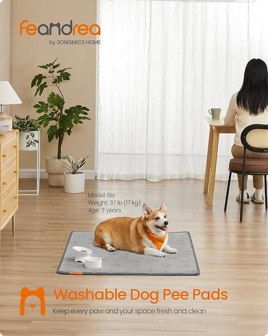 Feandrea Washable Pee Pads for Dogs, 2 Pack, Reusable Dog Pads, 48 x 36 Inches, L, Waterproof Pet Training Pads, Leakproof, Non-Slip, Super Absorbent, for Dogs, Cats, Rabbits, Dove Gray UPTD003G01 - PAWPICO