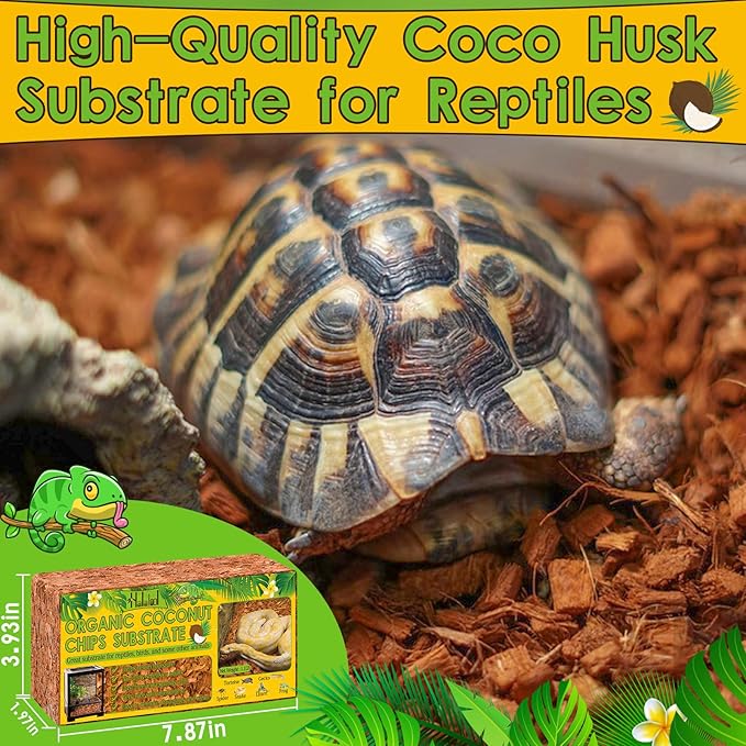 Halatool 6Pack Compressed Coconut Chips Brick Natural Coconut Husk for Reptiles Bedding Coco Coir Chips Terrarium Substrate for Ball Python Frog Snake Gecko Hermit Crab Tortoise HALATOOL