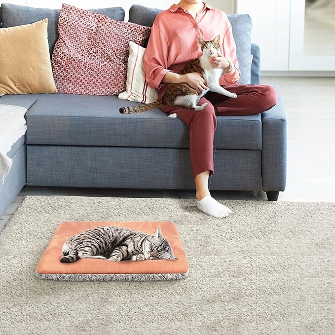 Heated Cat Bed Self Warming - Cat Bed Small Cat Bed Self Heating Small Cat Dog Bed, Extra Warm Thermal Pet Pad for Indoor Outdoor Pets, Calming Dog Crate Bed Pet Mat, 24x20inch - PAWPICO