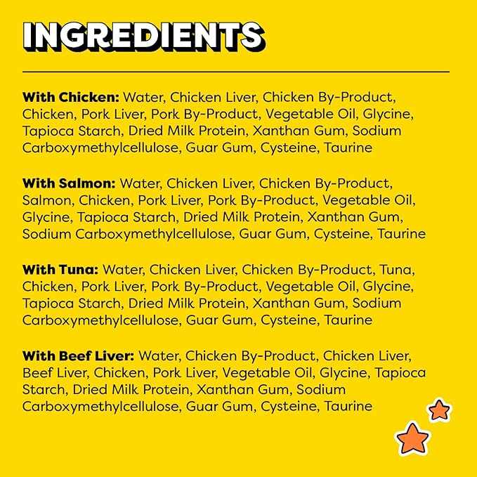 Temptations Creamy Puree with Beef Liver, Salmon, Chicken, and Tuna Squeezable Lickable Wet Cat Treat Variety Pack, 0.42 oz. Tubes, Pack of 48 Temptations