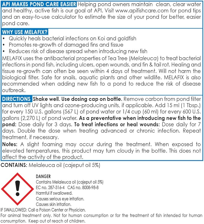 API POND MELAFIX Pond Fish Infection Remedy 64-Ounce Bottle, Black (176C) API