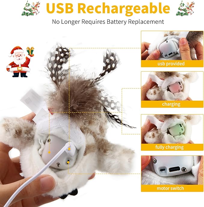 Gigwi Interactive Cat Toys for Indoor Cats, Flapping and Chirping Catnip Toys for Cat Exercise, Automatic Cat Toy with Beating Wings & Real Feather Tail, Rechargeable Cat Kicker Toy Prince - PAWPICO