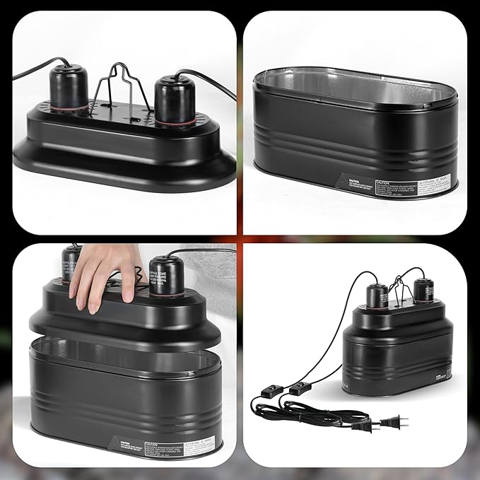 Simple Deluxe Dual Dome Reptile Light Fixture with Separate Switches, Fits Max 160W Reptile Heat Lamp/UVB Light, for Amphibians Terrarium and Tortoise Habitat SimpleDeluxe