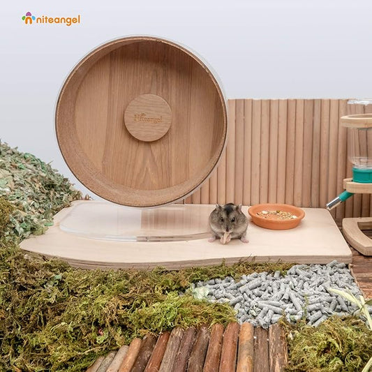 Niteangel Hamster Play Wooden Platform for Food Bowl Drinking Bottle and Other cage Accessories (Wave - 7" Height) Niteangel