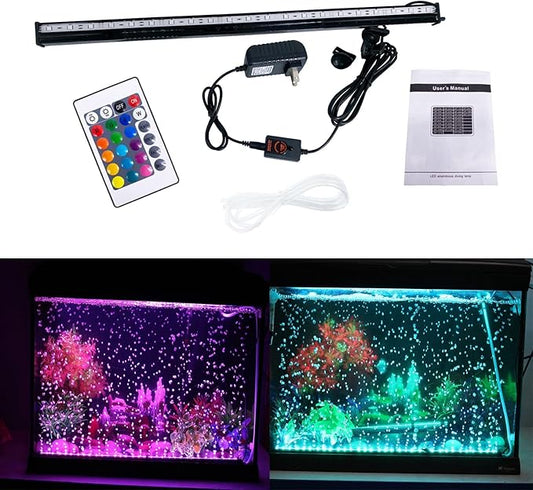 HCDMRE LED Air Bubble Light Aquarium Light Underwater Submersible Fish Tank Light Color Changing Making Oxygen Aquarium Tools,Us Plug (88cm/34.6") PAWPICO