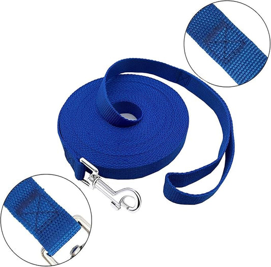 15ft 20ft 30ft 40ft 50ft Long Dog/Puppy Lead Obedience Recall Training Dog Leashes for Small Medium Dogs Camping, Training, Play, or Backyard (15 FT, Blue) PETGOGO