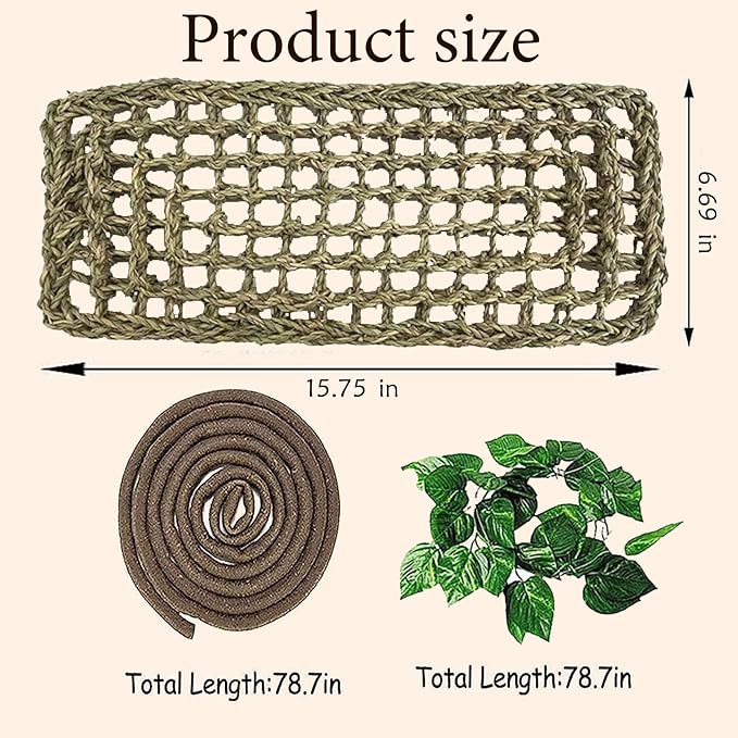 5 PCS Tank Accessories for Bearded Dragon Include Resin Classical Castle Reptile Climb Habitat Decor Hanging Jungle Vines Flexible Leaves Climbing Decor for Lizard Gecko Chameleon Spider MUYG