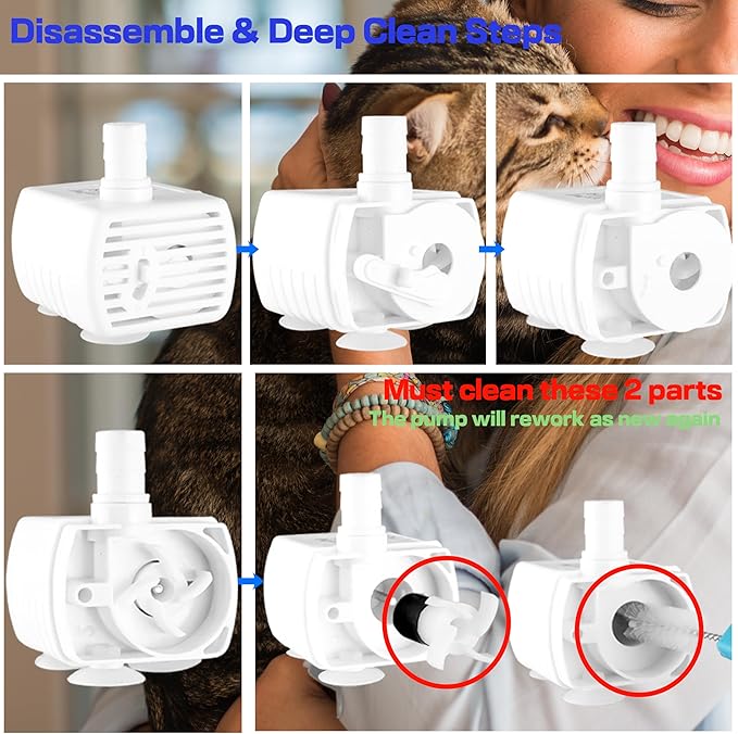 Cat Water Fountain, Stainless Steel Inside Ultra-Quiet Pump, 2L/67oz Automatic Dog Dispenser Water Bowl, Multiple Pets Water Fountain - PAWPICO