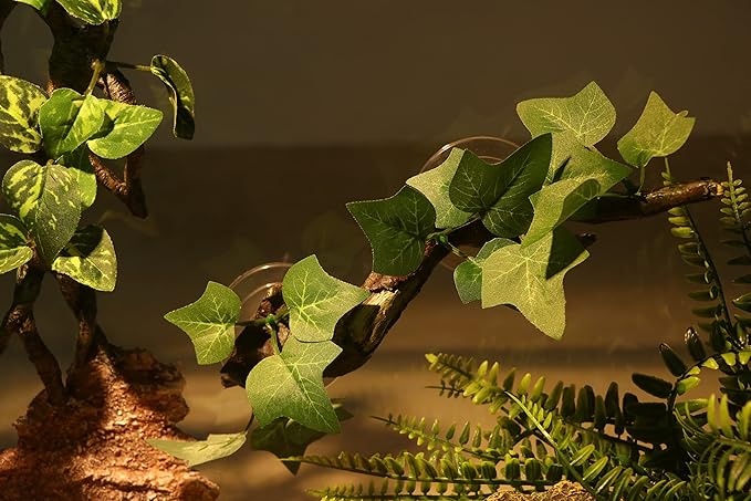 AQUA KT Reptile Corner Branch Terrarium Plant Decoration with Suction Cup for Amphibian Lizard Snake Climbing AQUAKT