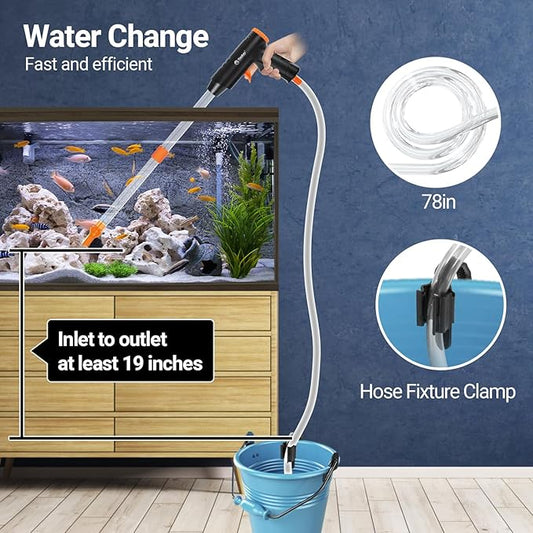 132GPH Manual Aquarium Gravel Cleaner, Fish Tank Siphon Vacuum Cleaner with Adjustable Water Flow for Cleaning Dirt, Water Change & Wash Sand Aquarium Cleaning Tools Yaubay