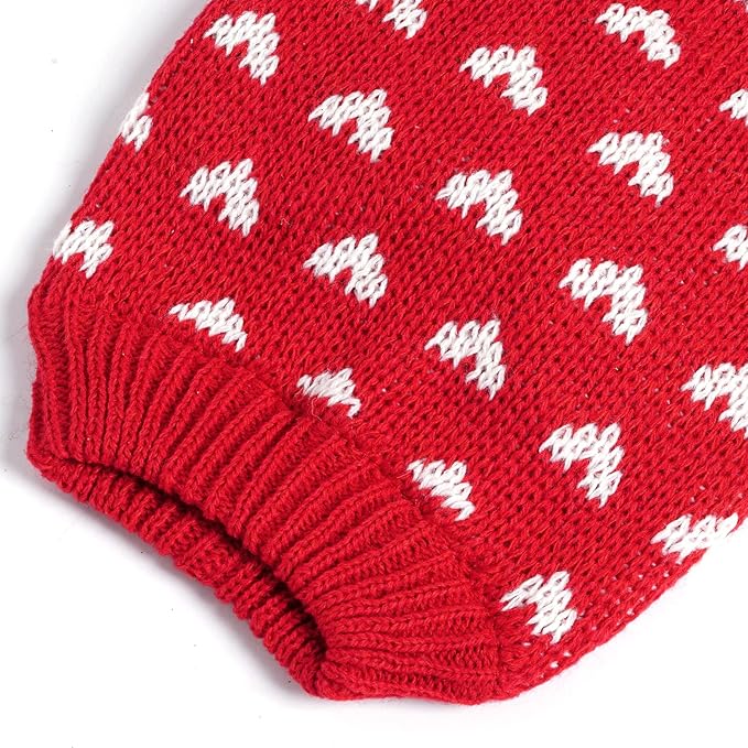 Dxhycc Dog Knitted Sweater Dog Heart Sweater Puppy Sweater Warm Soft Pet Holiday Clothes for Medium Cats and Dogs (Red, L) - PAWPICO