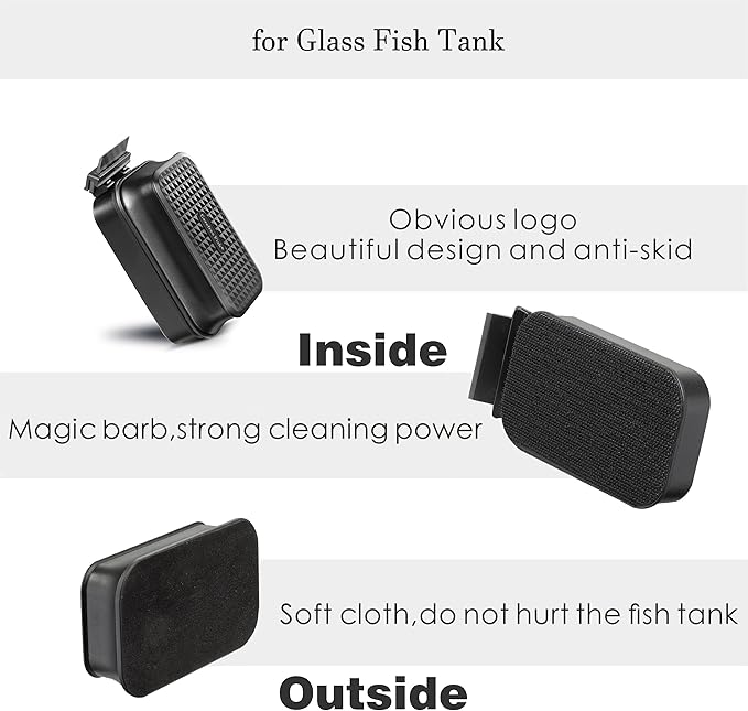 Carefree Fish Aquarium Small Magnetic Cleaner Plus for Glass Fish Tank Magnet Brush with Algae Scrapers (Magnetic Reinforcement No Floating) Bewatermyfriend