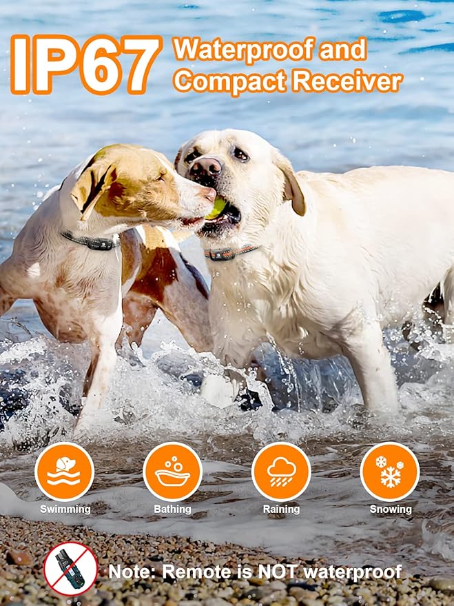 BOUSNIC Dog Shock Collar 2 Dogs (5-120Lbs) - 3300 ft Waterproof Training Collar for Dogs Large Medium Small with Rechargeable Remote, Beep (1-8) Vibration (1-16) and Humane Shock (1-99) Modes - PAWPICO
