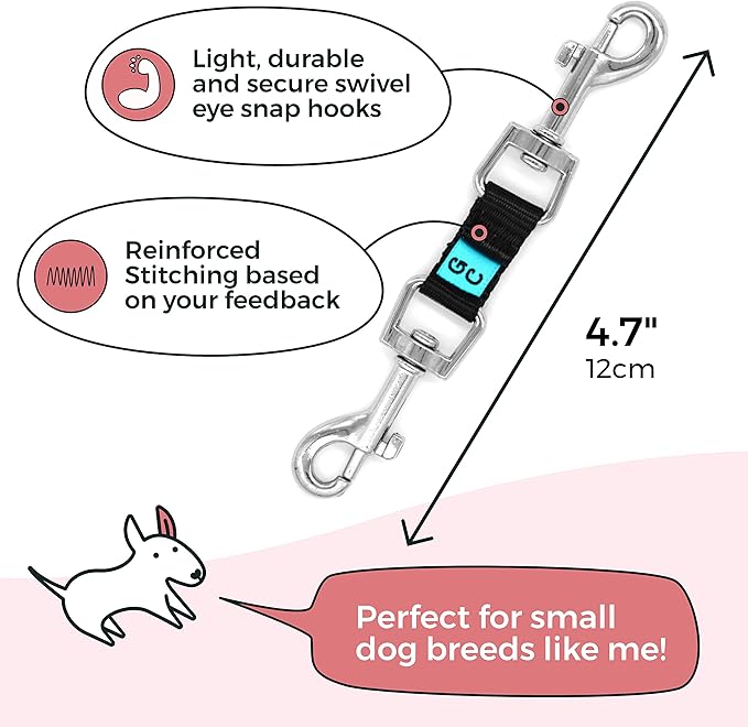 Gentle Creatures Collar Companion - Mini to Small Dogs Collar Backup Clip for Dog Harness, Prong Collar, Pinch Collar, Gentle Lead - Double Ended Backup Clasp - Harness to Collar Safety Clip GentleCreatures