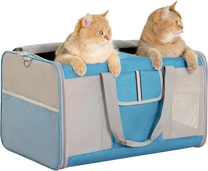 Sedioso Large Cat Carrier for 2 Cats, 24x 14x 16in Pet Carrier for Cat and Dog Up to 40lbs, All-Sided Mesh Large Cat Carrier with Great Ventilation, Portable Soft Sided Pet Carrier for Traveling - PAWPICO