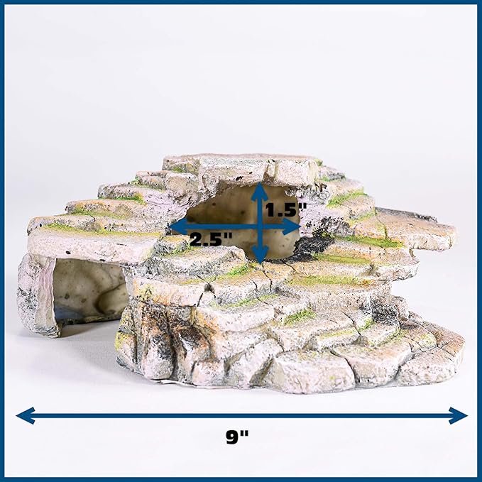 PENN-PLAX Reptology Shale Scape Step Ledge & Cave Hideout – Basking Area - Decorative Resin for Aquariums & Terrariums – Great for Reptiles, Amphibians, and Fish – Medium Penn-Plax