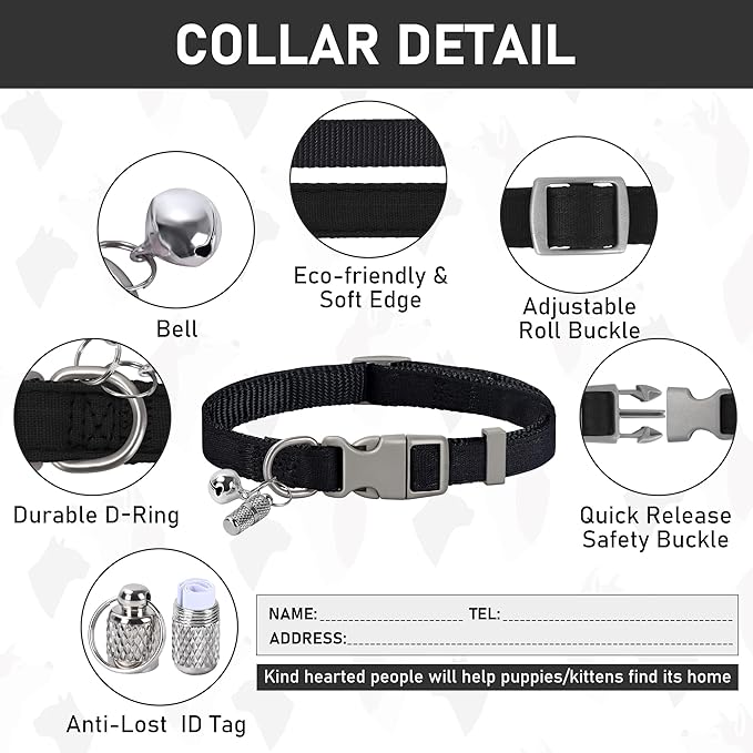 GAMUDA Small Dog Harness Collar and Leash Set, Step in No Chock No Pull Linen Fabric Soft Mesh Dog Vest Harnesses Reflective for Dogs Puppy Cats Kitten Rabbit (Black, XL) GAMUDACollarsCollection