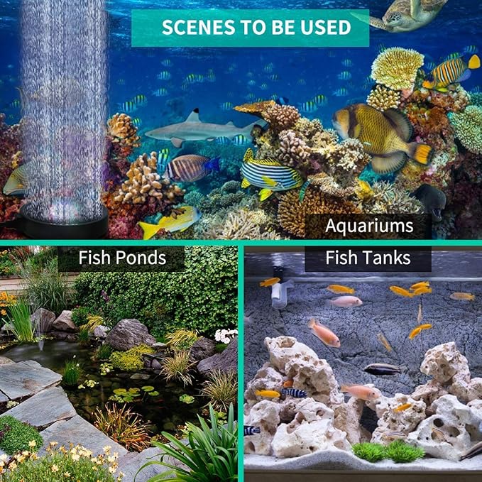 Number-one Aquarium Bubble Light LED Fish Tank Bubbler Light, Remote Controlled Aquariums Air Stone Disk Lamp with 16 Color Changing, 4 Lighting Effects for Fish Tanks and Fish Ponds PAWPICO