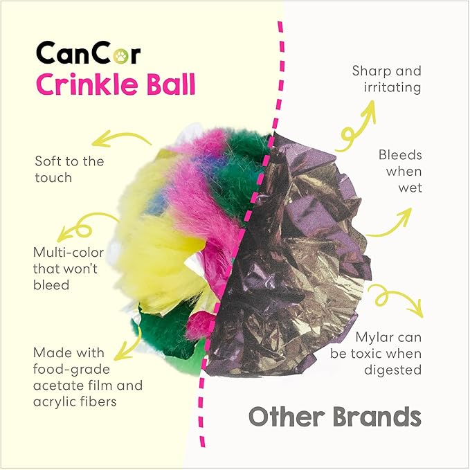 Cat Crinkle Balls 1.5 Inch (12-Pack) - Mini Crinkle Cat Toys for Indoor Cats - Multi-Color Crinkle Cat Toy - Cat Toys Crinkle Balls to Keep Fit and Active - Canadian-Made Crinkle Balls for Cats - PAWPICO