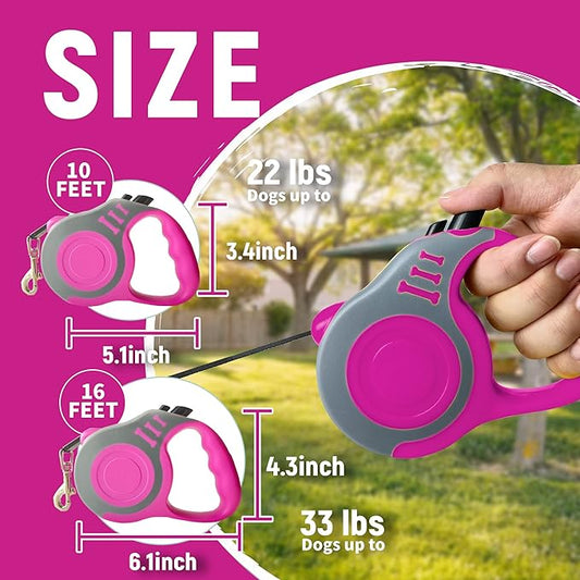 Retractable Dog Leash Automatic Telescopic Tractor Dog Tape, Pet Tape 10/16 FT Durable and Convenient, with Non-Slip Handle, Suitable for Small and Medium-Sized Dogs LIEVUIKEN