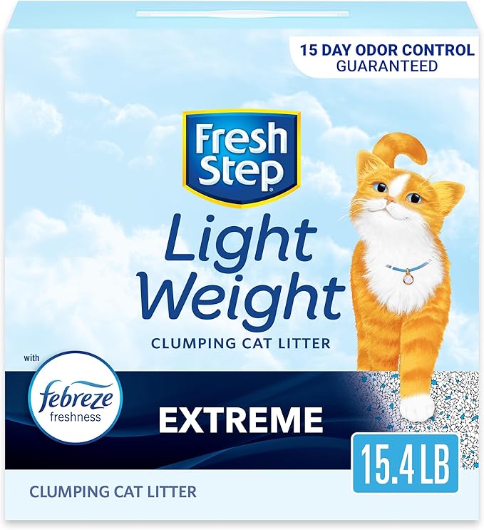 Fresh Step Light Weight Cat Litter Extreme With Febreze Freshness, Lightweight Clumping Litter, 15.4 lb. Box - PAWPICO