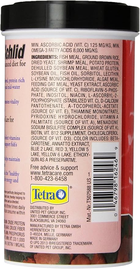 TetraCichlid Cichlid Flakes 2.82 oz, Fish Food, Clear Water Advanced Form Tetra