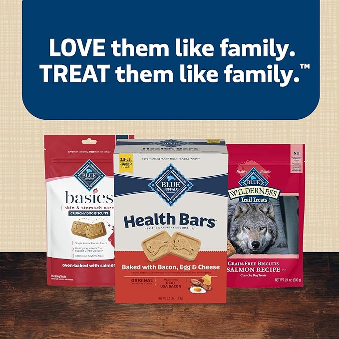 Blue Buffalo Mini Health Bars Crunchy Dog Biscuits, Oven-Baked With Natural Ingredients, Bacon, Egg & Cheese, 2-lb Box - PAWPICO