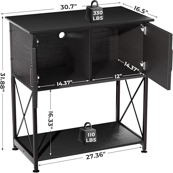 20-29 Gallon Aquarium Stand Metal Frame Fish Tank Stand with Cabinet Storage, for 20 Gallon Long Aquarium,30.7" L*16.5" W Tabletop,330LBS Capacity Black PG01YGB Herture