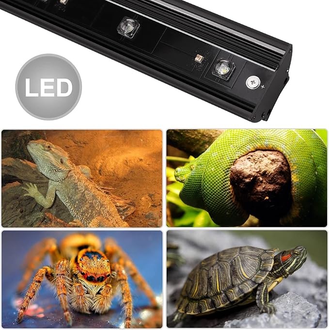 Aiicioo Reptile LED UVB Light - LED Terrarium Light with 3 Timing Function UVB Lamp UVB Bulb 4-Level Brightness Adjustable Lighting for Bearded Dragon Turtle Lizard (watts, 7) AIICIOO
